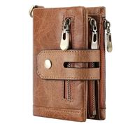 Casual Leather Men's Short Bifold Wallet Wallet Wallet Coin Pocket Zipper Multifunction RFID Anti-Theft Swipe Bag