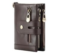 Casual Leather Men's Short Bifold Wallet Wallet Wallet Coin Pocket Zipper Multifunction RFID Anti-Theft Swipe Bag