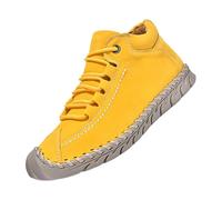 Casual Mid Top Senderismo Zapatos Vintage Zapatos con cordones Ligero Cómodo Estilo de Gamuza Botines Planos para el uso diario Vacaciones, amarillo, 40 EU