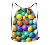 Casual Mochila con Cordón Impresión de Colores de Bolas de Bolas Ajustable Bolsas Cordon de Gimnasio para Viaje Vacaciones Yoga 36X42cm