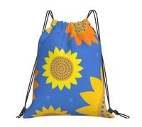 Casual Mochila Cordónes Arte de Dibujos Animados de Girasoles Deporte Bolso de Gimnasia Manera Bolsas Cordon de Gimnasio para Yoga Playa Vacaciones 36X42cm
