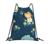 Casual Mochila Cordónes Elefante Cocodrilo León Jirafa Bolsas de Deporte Ajustable Bolsas Cordon de Gimnasio para Yoga Vacaciones Hombre 36X42cm