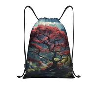 Casual Mochila Cordónes Impresión de Paisaje de árbol Gym Bag Unisex Bolsas Cordon de Gimnasio para Yoga Nadar Acampada 36X42cm