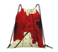 Casual Mochila de Cuerda Arte de Flores Rojas Saco de Gimnasia Práctico Bolsas Cordon de Gimnasio para Acampada Hombre Viaje 36X42cm