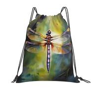 Casual Mochila de Cuerda Cuadro de libélula Imprimir Moderno Bolsas Cordon de Gimnasio para Yoga Mujer Acampada 36X42cm