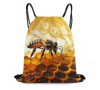 Casual Mochila de Cuerda Una Abeja en una Colmena Práctico Deporte Gimnasio Bolsas para Yoga Mujer Vacaciones 36X42cm