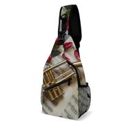 Casual Mochilas Pequeñas Saxofón Con Partituras Y Notas Musicales. Fotografía De Instrumentos Musicales. Rucksack Multiusos Bandoleras Cruzada Para Moto, Hiking, Excursionismo