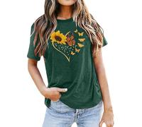 , casual, palabras, impreso, camisas, cuello redondo, manga corta, camisetas, blusa túnica camisetas camisetas mujer verano, verde, L