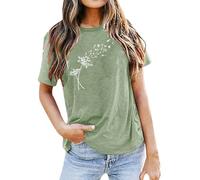 , casual, palabras, impreso, camisas, cuello redondo, manga corta, camisetas, blusa túnica sudadera con capucha para mujer sexy, verde menta, S