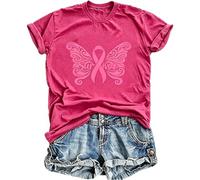Casual Printed Round Neck Short Sleeve T Camisetas Top Summer Fashion Tee, rosa fuerte, S