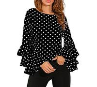 Casual Sleeve Shirt Loose Women's Blouse Polka Ladies Tops Bell Fashion Dot Women's Blouse Camisetas Musica Mujer Camiseta Letras Mujer Camiseta Libertad Mujer