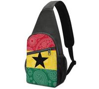 Casual Sling Bag Patrón De La Bandera De Ghana Bandoleras Intemperie Bolso De Pecho Para Moto, Hiking, Colegio