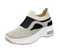 Casual Summer Thick Soled Comfort Sneakers Soft Breathable Mesh Walking Shoes with Hidden Height Increase, amarillo, 40 EU