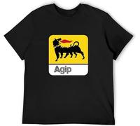 Casual T-Shirt Agip Oil Petrolium Gas Station Service Station Car Automotive Race Racin Outdoor Black