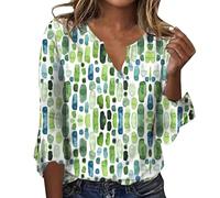 Casual Tank Top V-cuello Camisetas Verano Encaje Mangas Casual Suelta Camisetas Top de Malla, verde, XL
