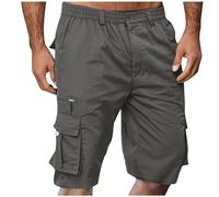 Casual Work Hiking Quick Dry Cargo Shorts Men's Cargo Shorts with Pockets Elastic Waist Summer Outdoor Knee Length Men's Golf