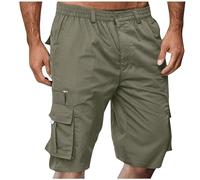 Casual Work Hiking Quick Dry Cargo Shorts Men's Cargo Shorts with Pockets Elastic Waist Summer Outdoor Knee Length Men's Golf