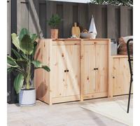 Casvera Armario de cocina para exteriores MEPPEL de madera de pino maciza, 106 x 55 x 92 cm, con mucho espacio de almacenamiento, puertas y estante, armario modular para cocina de jardín