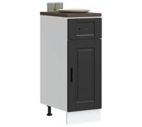 Casvera Armario para debajo de la cocina Porto, color negro, de madera con patas ajustables, 30 x 46 x 81,5 cm, espacio de almacenamiento para platos, cubiertos, ollas, cajones y puertas, armario de