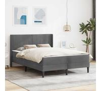 Casvera Dark Gray Velvet Bed Frame with Mattress 120 x 190 cm, Plywood Headboard, slatted Base, Pocket Spring Mattress, for Bedroom, Guest Room, 2 Personas, 280 kg Load