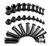 Casvort Kit de estiramiento muerto de tamaño intermedio de 0,5 mm, dilatadores de bala doble acampanada, juego de túnel de oreja 3 en 1 para ojales de lóbulo de hélice 14G-00G, 1.6-6mm (29 PCS), Metal
