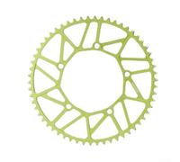 Caswynlife Cadena de piñón individual de 5 agujeros, aleación de aluminio mecanizada 46T-58T, dientes anchos y estrechos que reducen el ruido, morado (58T verde fluorescente)