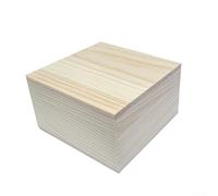 Caswynlife Caja de almacenamiento de madera de pino natural con tapa para joyas, recuerdos, regalos de boda o Nochebuena (13 x 13 x 6,5 cm)
