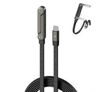 Caswynlife Cargador de teléfono lateral 2 en 1 de 240 W con soporte integrado, construcción de aleación de zinc y aluminio, cable de 1,5 m, para teléfonos inteligentes y tabletas (240 W A-C (2 piezas