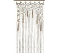 Caswynlife Cortina tejida bohemia de algodón hecha a mano para pared, dormitorio, boda, telón de fondo, decoración para colgar, arte 85 cm x 200 cm