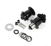 Caswynlife Dirt Jump Bike Hub Set 32H, con rueda libre de una sola velocidad 16T CNC aleación de aluminio frontal 100mm trasero 135mm 6 rodamientos sellados, para radios 14G negro (negro)