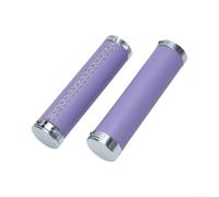 Caswynlife Empuñaduras plegables retro para manubrio de bicicleta, piel sintética antideslizante y aleación de aluminio, cómodas empuñaduras para viajes urbanos y ciclismo, 13,5 cm (morado claro)
