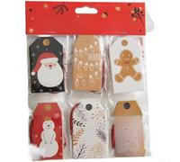 Caswynlife Etiquetas colgantes minimalistas de Navidad con influencia coreana, paquete de 24 etiquetas de regalo de papel festivo en color carmesí, etiquetas de regalo de vacaciones de varios tamaños