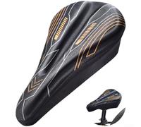 Caswynlife Funda de asiento de bicicleta de silicona gruesa con almohadilla de esponja, diseño ergonómico, almohadilla de sillín antideslizante, adecuada para bicicletas de montaña (negro naranja)