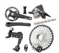 Caswynlife Grupo de bicicleta de montaña de 10 velocidades, bielas integradas huecas con plato 32T/34T/36T y casete 46T, kit de construcción de tren de transmisión de aleación de aluminio para