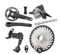 Caswynlife Grupo de bicicleta de montaña de 10 velocidades, bielas integradas huecas con plato 32T/34T/36T y casete 46T, kit de construcción de tren de transmisión de aleación de aluminio para