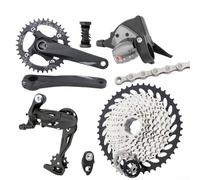 Caswynlife Grupo MTB de 10 velocidades con plato hueco integrado, casete 42T y desviador de cambios, construcción de aluminio para trail Riding (cadena 34T)