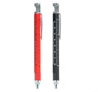 Caswynlife Herramienta multifunción con destornillador, regla, nivel y lápiz capacitivo para oficina, escuela y proyectos de bricolaje (rojo negro)