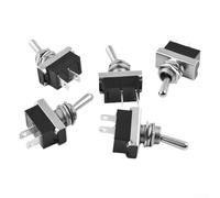 Caswynlife Interruptor basculante Spst de alta resistencia de 12 V CC 25 A de encendido/apagado, para agujero redondo de 12,5 mm, equipo eléctrico, negro y plateado (5 piezas)