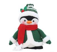 Caswynlife Juego de adornos navideños de tela de punto, hechos a mano, Papá Noel, muñeco de nieve, alce y pingüino para colgar en el árbol, corona y decoración navideña de mesa (D)