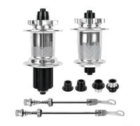 Caswynlife Juego de bujes de freno de disco MTB 32H 6-Bolt-Rotor Mount 120 Click Engagement Aleación de aluminio Liberación rápida a eje pasante eje delantero rueda trasera Buje (Plata)