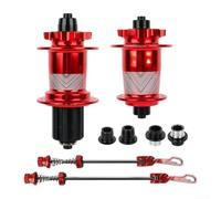 Caswynlife Juego de cubos de freno de disco Mtb de aleación de aluminio, 32H 6 pernos con enganche de 120 clics, delantero 9 x 100 mm trasero 10 x 135 mm liberación rápida (rojo)