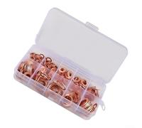 Caswynlife Juego de juntas planas de cobre rojo, kit surtido de anillos de sellado resistentes al calor con caja para sumidero, reparación automática e hidráulica, 50-120 piezas (150 piezas)