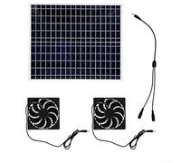 Caswynlife Juego de ventiladores de escape de panel solar, ventiladores duales policristalinos de 22 W de 12 V, IP65 a prueba de agua para invernadero, casa rodante, cobertizo, ventilación del hogar