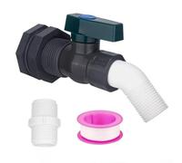 Caswynlife Kit de espiga de tanque de lluvia de 3/4 pulgadas, accesorio de mamparo de PVC con válvula de alto flujo, grifo de tanque de agua a prueba de fugas para cubo de plástico colección de agua