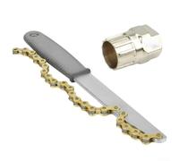 Caswynlife Llave de volante de bicicleta para casete giratorio de 6/7/8 velocidades, herramienta de extracción de acero de alto carbono con ranuras endurecidas, plata u oro (llave dorada)