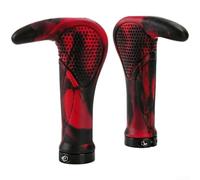 Caswynlife Lock On MTB Manillar Grips Ergonómicos Antivibración TPR Amortiguador de Choques Manillar de Bicicleta con Anillos de Bloqueo de Aleación (Rojo)