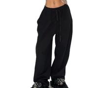 Caswynlife Pantalones deportivos holgados de pierna ancha para mujer, cintura alta, ajuste holgado, pantalones deportivos casuales para bailar, verano, otoño, ropa de calle, color gris, S-2XL (XL