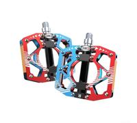 Caswynlife Pedales de aleación de aluminio mecanizados CNC MTB antideslizante reposapiés de bicicleta reflectante paseo nocturno plataforma ancha diseño antideslizante (azul y rojo)