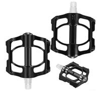Caswynlife Pedales de bicicleta de aleación de aluminio de plataforma ancha, 4 rodamientos antideslizantes, eje de acero cromado ligero para reposapiés de carretera MTB, resistente al polvo, negro, 12