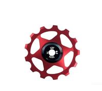 Caswynlife Polea de desviador de rodamiento de acero mecanizado CNC, rueda de rodillo de guía de desviador trasero de dientes profundos para bicicleta de montaña MTB (13T-rojo)